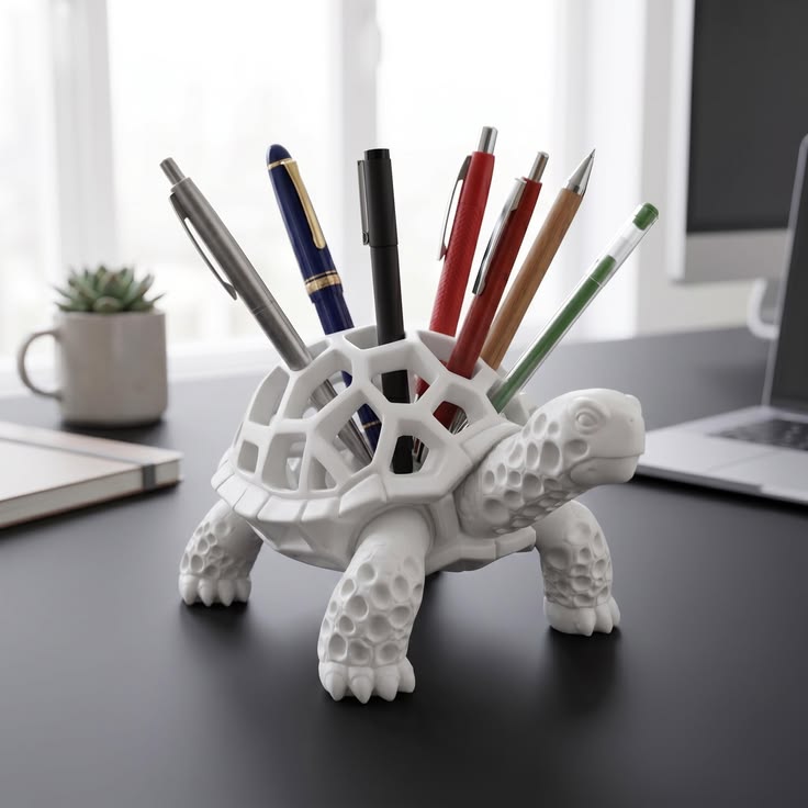 Voronoi Shell Turtle Desk Organizer